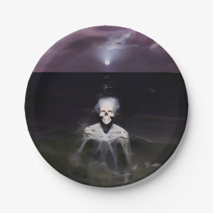 Ghost at Sea - Oil Painting Paper Plates
