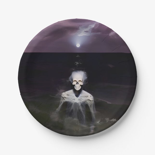 Ghost at Sea - Oil Painting Paper Plates (Front)