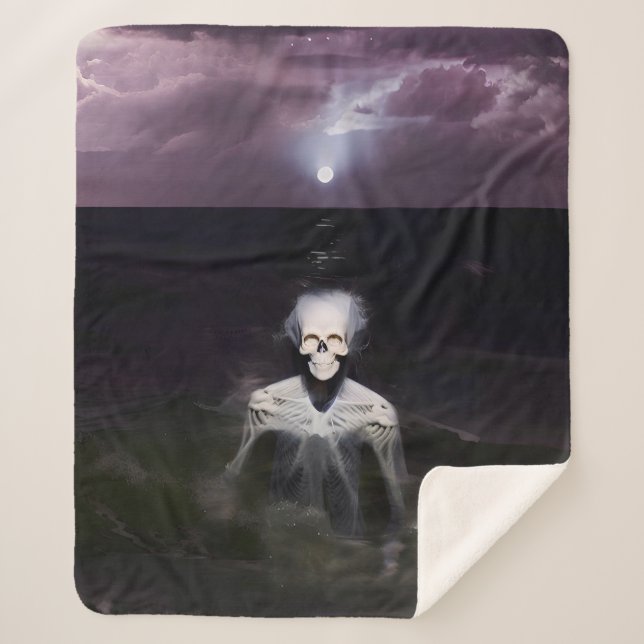 Ghost at Sea - Oil Painting Sherpa Blanket (Front)