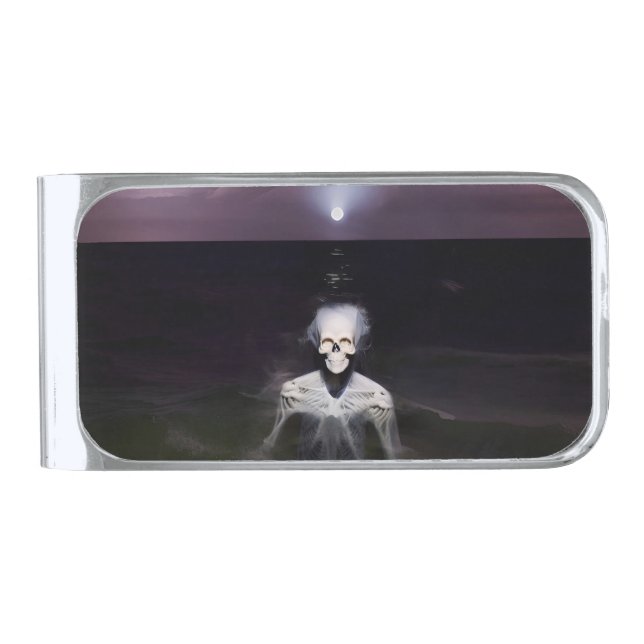 Ghost at Sea - Oil Painting Silver Finish Money Clip (Front)
