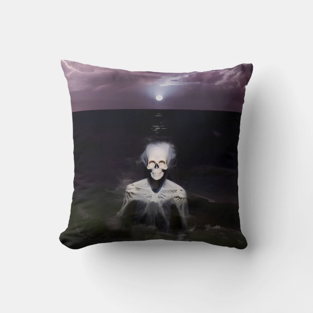 Ghost at Sea - Oil Painting Throw Pillow (Front)