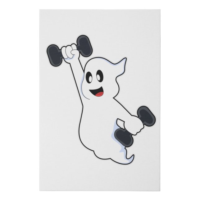 Ghost at Strength training with Dumbbells Faux Canvas Print (Front)
