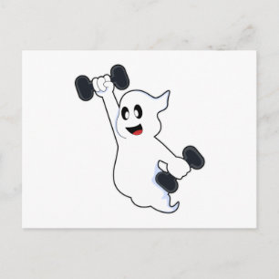 Ghost at Strength training with Dumbbells Postcard