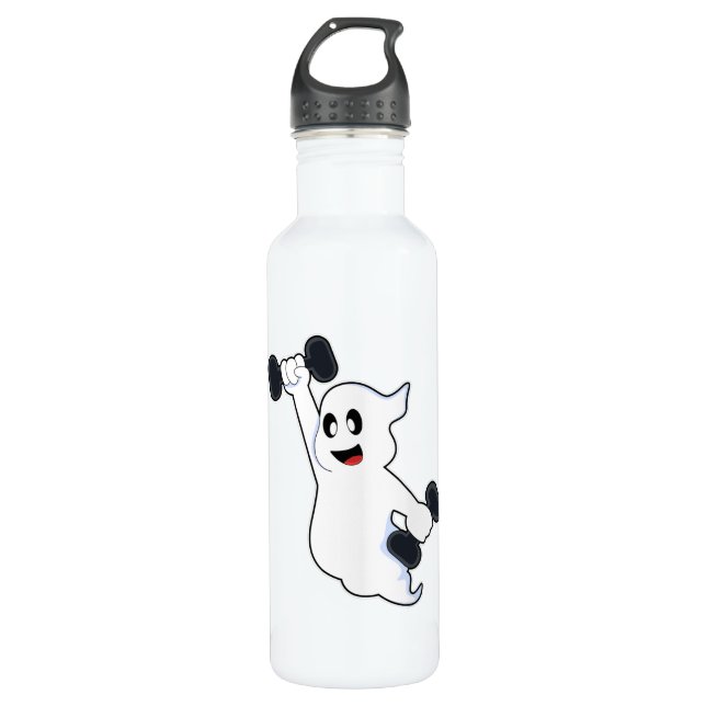 Ghost at Strength training with Dumbbells Stainless Steel Water Bottle (Front)