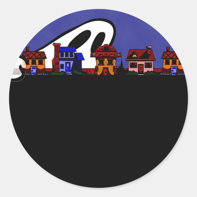 Ghost Avenue Halloween Classic Round Sticker (Front)