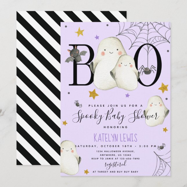 Ghost Baby Shower Invitation (Front/Back)