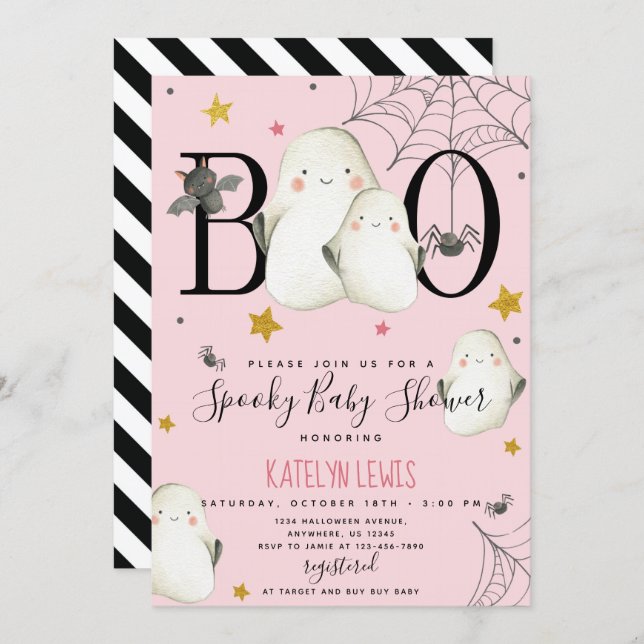 Ghost Baby Shower Invitation (Front/Back)