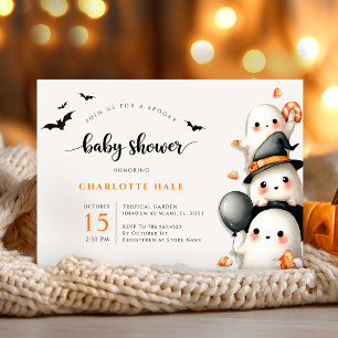 Ghost Baby Shower Little Boo Halloween Invitation
