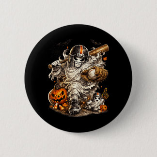 Ghost Baseball Halloween Fall Season Button