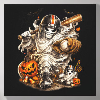 Ghost Baseball Halloween Fall Season Canvas Photo Tile