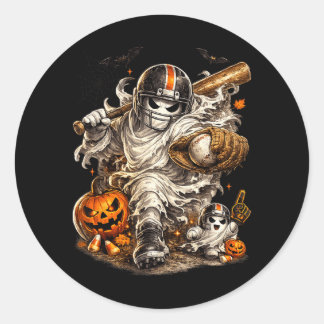 Ghost Baseball Halloween Fall Season Classic Round Sticker