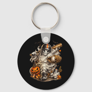 Ghost Baseball Halloween Fall Season Keychain