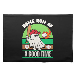 Ghost Baseball Player Halloween Cloth Placemat