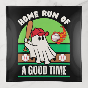 Ghost Baseball Player Halloween Trinket Tray