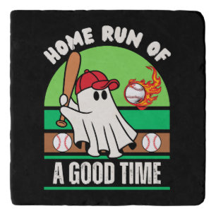 Ghost Baseball Player Halloween Trivet