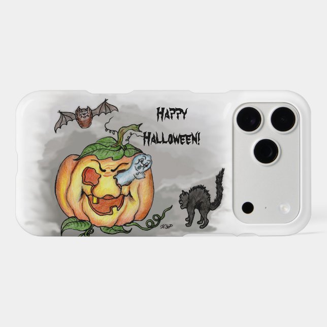 Ghost, Bat and Cat, Happy Halloween! Case-Mate iPhone Case (Back (Horizontal))