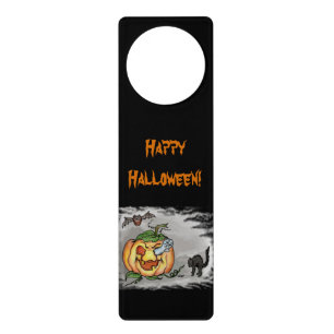Ghost, Bat and Cat, Happy Halloween! Door Hanger