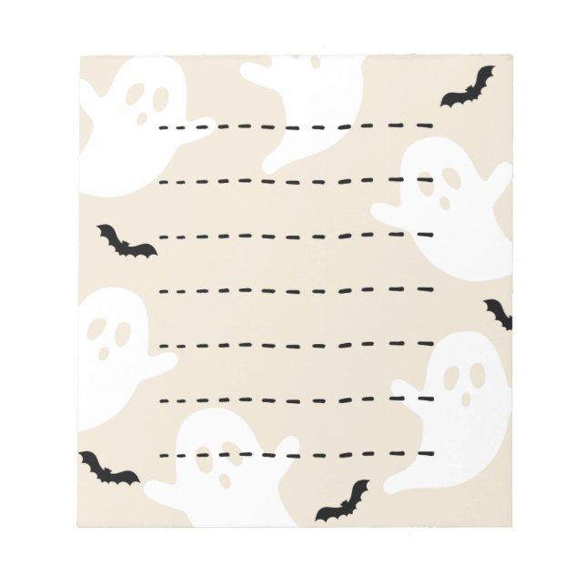 Ghost Bat Dashed Line Halloween Blank Notepad (Front)