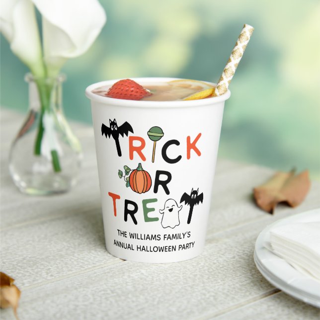 Ghost Bats Pumpkin Cute Trick or Treat Halloween Paper Cups (Insitu)