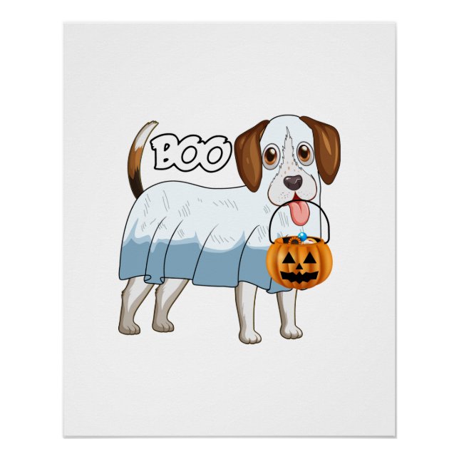 Ghost Beagle Halloween Dog Poster (Front)