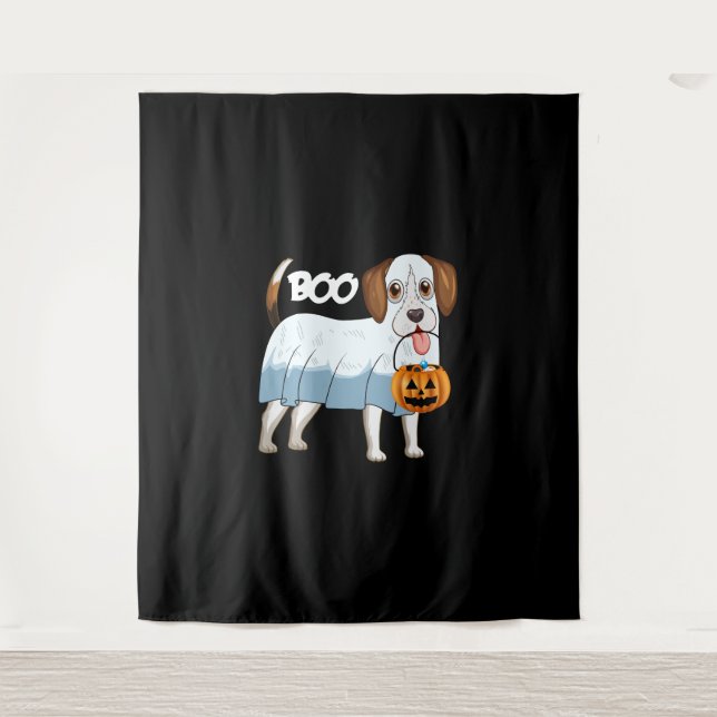 Ghost Beagle Halloween Dog Tapestry (Front)