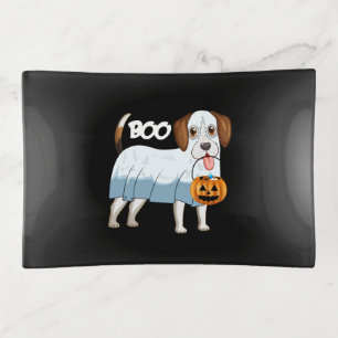 Ghost Beagle Halloween Dog Trinket Tray