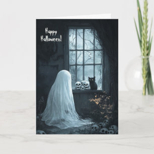 Ghost, Black Cat and Skulls Letterpress Thank You Card