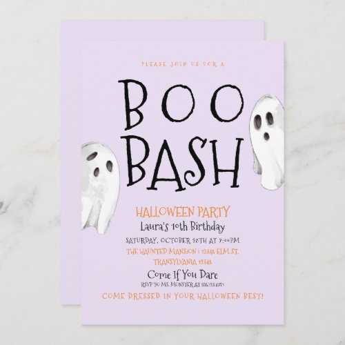 Ghost Boo Bash Halloween Invitation