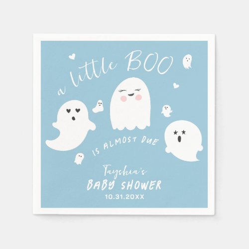 Ghost Boo Blue Boy Halloween Baby Shower Napkins