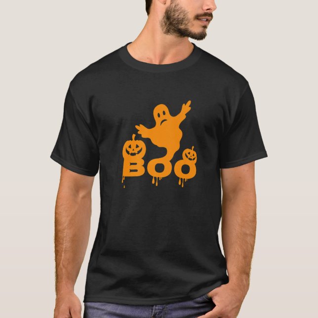 Ghost Boo Ghost Pumpkin Fancy Dress Costume Kids H T-Shirt (Front)