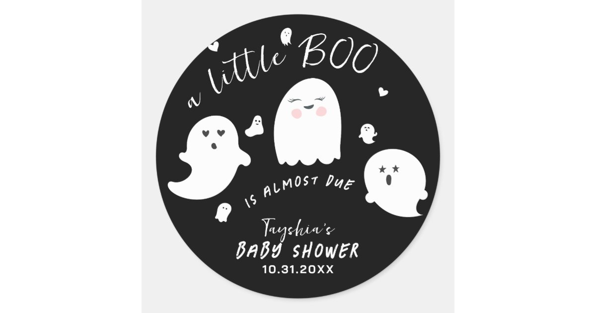 Ghost Boo Halloween Baby Shower Classic Round Sticker | Zazzle