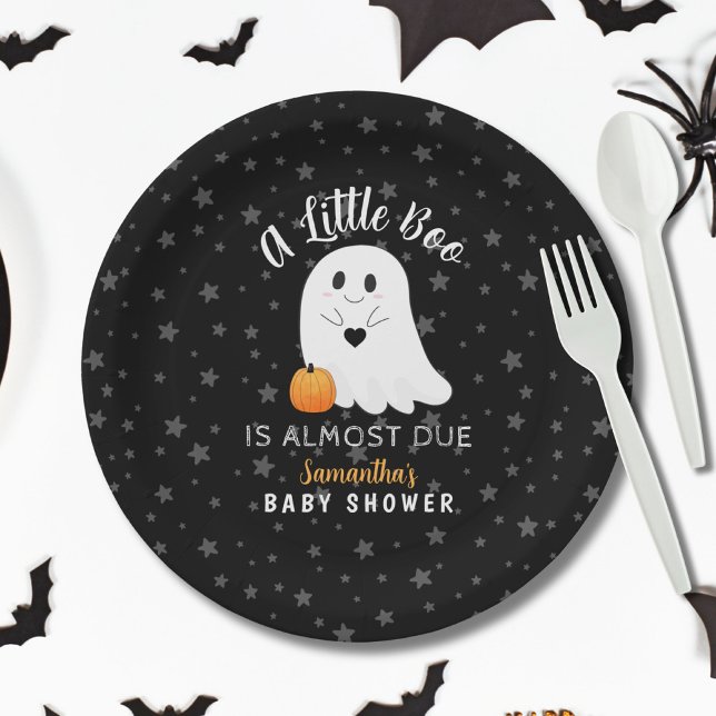 Ghost Boo Halloween Baby Shower Paper Plates (Creator Uploaded)