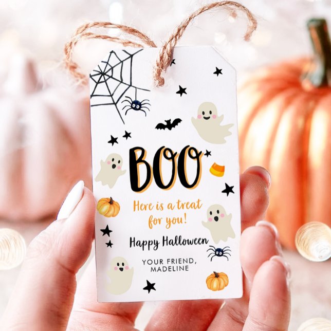 Ghost Boo Happy Halloween Treat for You Birthday Gift Tags (Creator Uploaded)
