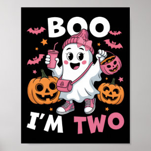 Ghost Boo I'm Two 2nd Birthday Kids Halloween Groo Poster