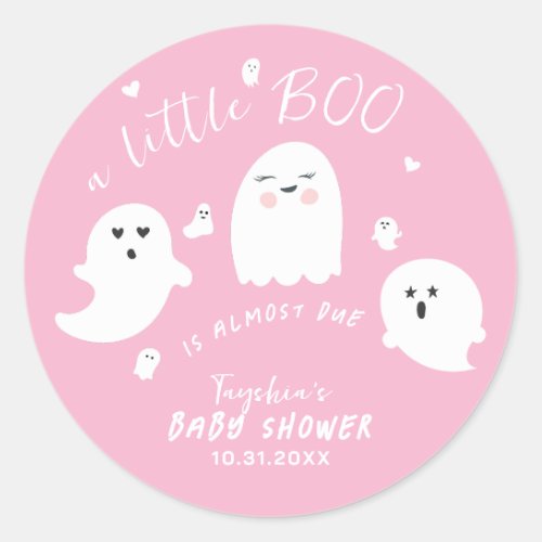 Ghost Boo Pink Girl Halloween Baby Shower Classic Round Sticker