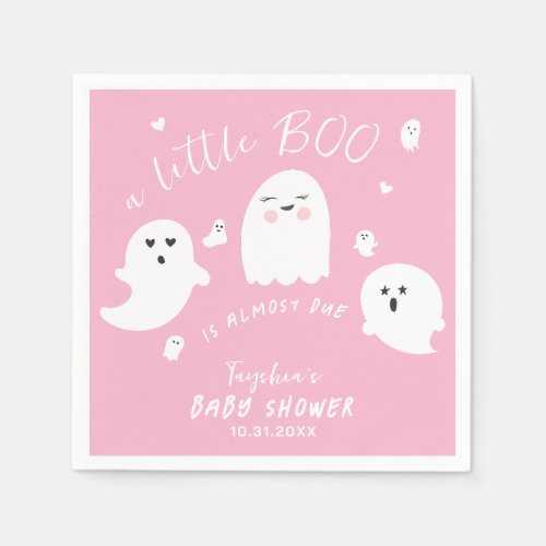Ghost Boo Pink Girl Halloween Baby Shower Napkins