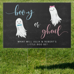 Ghost Boo-y or Ghoul Gender Reveal Party Sign