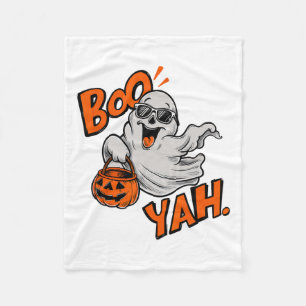 Ghost Boo Yah Funny Halloween Shirt Spooky Booyah Fleece Blanket