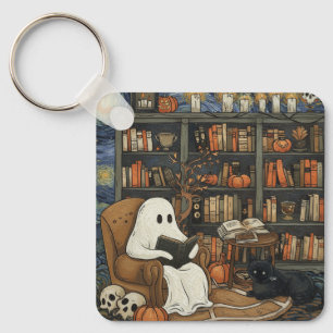 Ghost Book Reader Reading Book Literature Lover Keychain