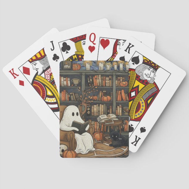 Ghost Book Reader Reading Book Literature Lover  Poker Cards (Back)