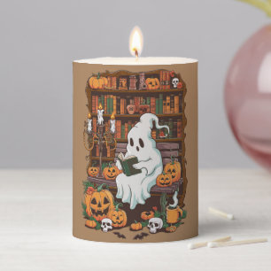Ghost Book Reader Reading Lover Gift Reader  Pillar Candle
