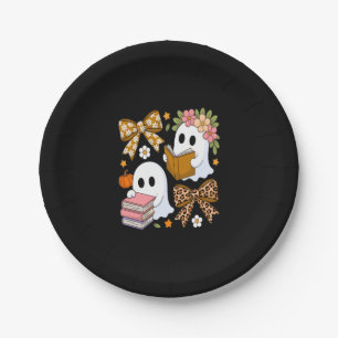 Ghost Books Halloween Floral Fall Halloween Paper Plates