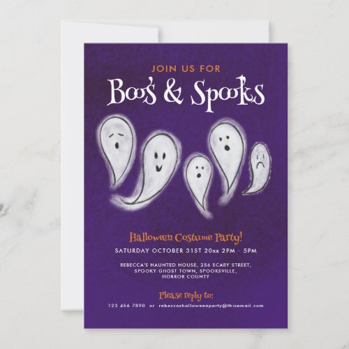 Ghost Boos and Spooks Halloween Party Invitation