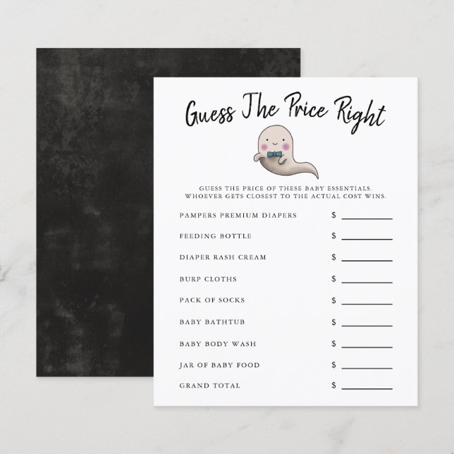 Ghost Boy Baby Shower Guess The Price (Front/Back)