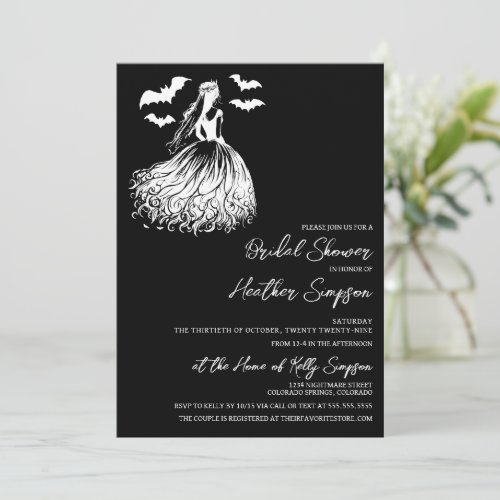 Ghost Bride Black Bridal Shower Invitation