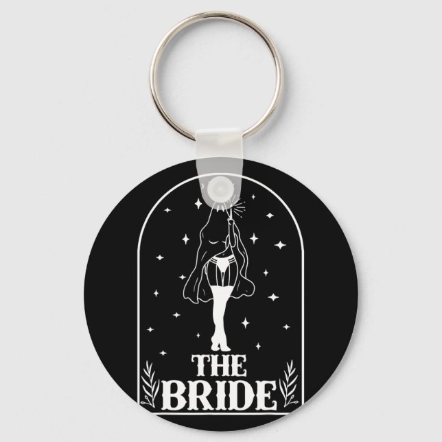 Ghost Bride Coven Gothic Halloween Wedding Bachelo Keychain (Front)