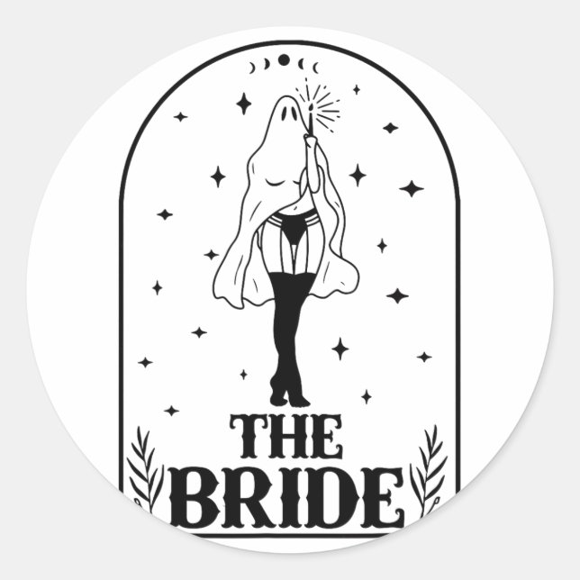 Ghost Bride Coven Witchy Gothic Wedding Bacheloret Classic Round Sticker (Front)
