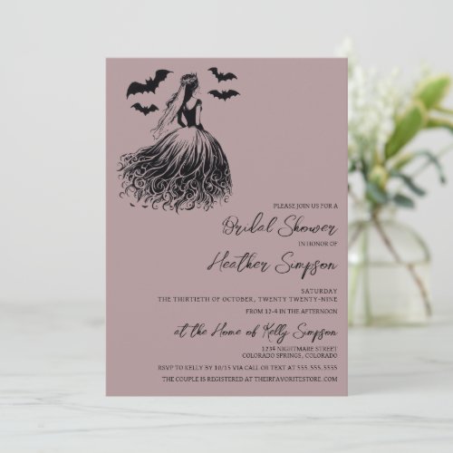 Ghost Bride Mauve Bridal Shower Invitation