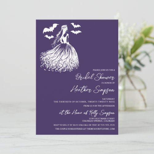 Ghost Bride Purple Bridal Shower Invitation