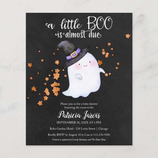 Ghost Budget Halloween Baby Shower Invitation (Front)